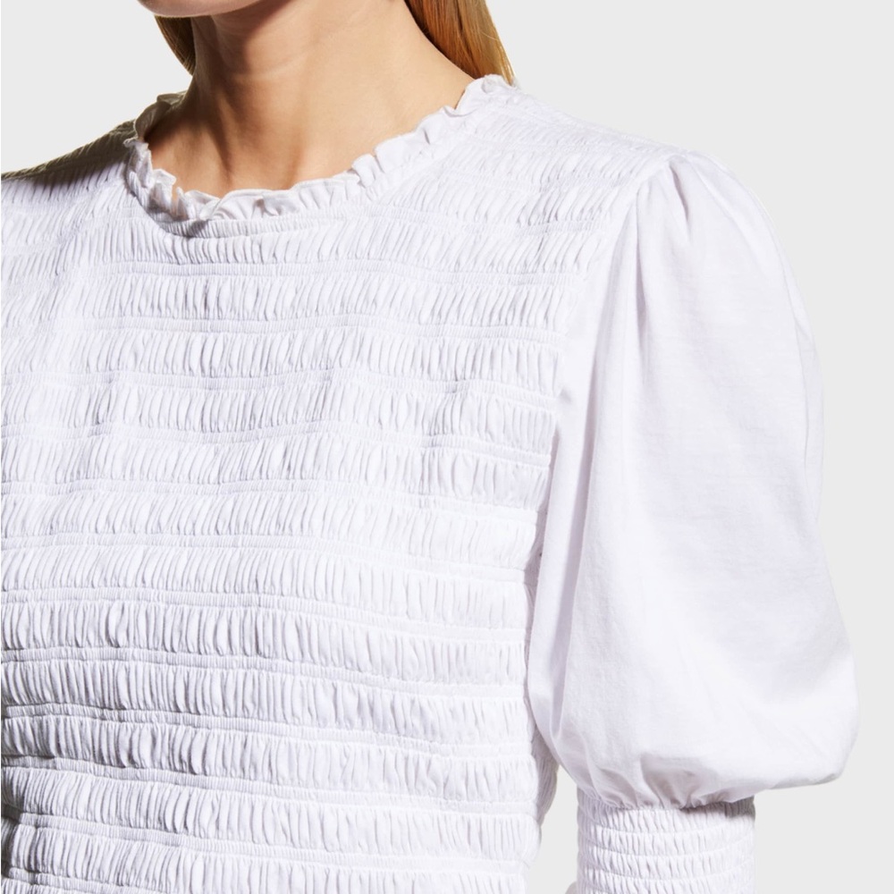 Veronica Beard Langston Smocked Top - Picture 4 of 7